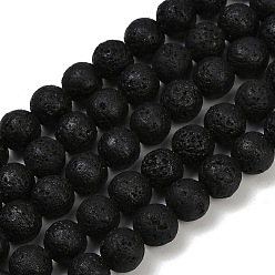 Черный Синтетические бусины из лавы, окрашенные, круглые, чёрные, 10.5~11 мм, отверстие : 1 мм, около 34 шт / нитка, 14.76''~14.88'' (37.5~37.8 см)