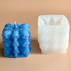 Skeleton Формы из пищевого силикона для свечей, для изготовления ароматических свечей, белые, скелет, 77x68x76 мм