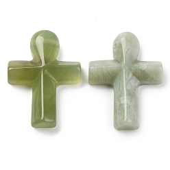 Другие Нефриты Природного нефрита подвески, крестик, 35.5x24.5x4 мм, отверстие : 1.6 мм