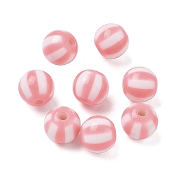 Pink Непрозрачные акриловые бусины, круглый с полосой, розовые, 11.5 мм, отверстие : 3 мм, 555 шт / 500 г