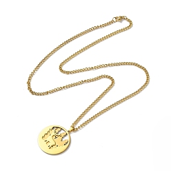 Золотой 304 двухслойные ожерелья с подвесками из нержавеющей стали., олень и дерево, золотые, 23.43 дюйм (59.5 см)