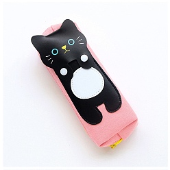 Черный Мультяшный кот тканевый чехол для хранения карандашей на молнии, держатель ручки, для офиса и школьных принадлежностей, прямоугольные, чёрные, 188x86 мм