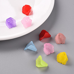 Mixed Color Transparent Acrylic Bead Caps, Trumpet Flower Beads, Frosted, Flower, Mixed Color, 18x18x17mm, Hole: 1.5mm, about 700pcs/500g