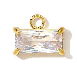 Прозрачный 304 нержавеющая сталь с подвесками из кубического циркония, прямоугольные, ионное покрытие (ip), реальный 18 k позолоченный, прозрачные, 13x10 мм