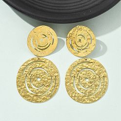 Oval 304 серьги-гвоздики из нержавеющей стали для женщин, ионное покрытие (ip), реальный 14 k позолоченный, овальные, 71x38.5 мм