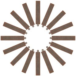 Красная Медь Металлические бирки, латунные штампы с подвесками, прямоугольные, Красная медь, 41x7x0.3 мм, отверстие : 1 мм