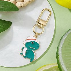 чирок Подвеска в виде динозавра из сплава эмали, Поворотные застежки-брелки для украшения сумок, зелено-синие, 66 мм