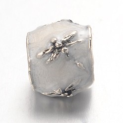 Гейнсборо Бочка большое отверстие сплава эмали европейские шарики, античное серебро, светло-серые, 9x9x5 мм, отверстие : 5 мм