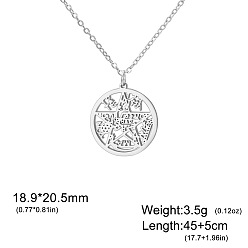 Нержавеющая Сталь Цвет Ведьмин узел 304 полые подвески из нержавеющей стали для женщин, цвет нержавеющей стали, 17.72 дюйм (45 см), Кулон : 18.9x20.5 мм