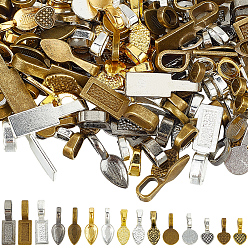 (52) Непрозрачная лаванда 120 шт 15 стили тибетский стиль сплав клеевой плоский площадку дужки, без кадмия и без свинца, разноцветные, 16~26x7~10x1~6 мм, отверстие : 4~8 мм, 8 шт / стиль