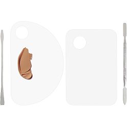 Прозрачный Прозрачная акриловая палитра, для diy art craft painting, с палкой из нержавеющей стали 304, прямоугольник и полукруг, прозрачные, 149x100x1.5 мм, 160x102x1.5 мм, 2 комплектов / мешок