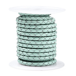 Небесно-голубой Плетеный шнур коровья кожа, кожаная веревка для браслетов, с хлопковой нитью внутри, голубой, 4 мм, около 5.46 ярдов (5 м) / рулон