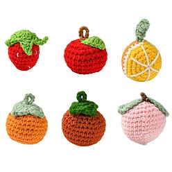 Разноцветный 1 набор 6 цвета фрукты крючком сумки подвесные аксессуары, смешанный стиль, cmешанных цветов, красочный, Около 5~6.5 см в длину, 4~5.5 см шириной