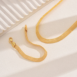 Золотой Винтажные латунные вязанные сетчатые браслеты и ожерелья наборы для женщин, золотые