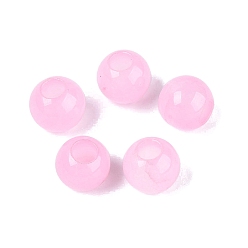 Бледно-Розовый Натуральный белый нефрит европейский бисер, гладкий круглый, бусины с большим отверстием, окрашенные, розовый жемчуг, 10~10.5x9~9.5 мм, отверстие : 4 мм