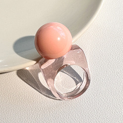 Pink Круглые кольца из смолы с бусинами на палец, розовые, 18 мм