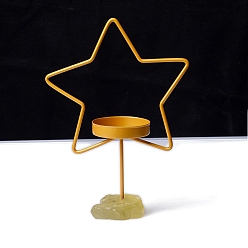 Звезда Металлические подсвечники, с натуральными цитриновыми основаниями, звезда, 170x70 мм