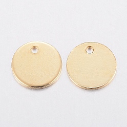 Golden 304 Stainless Steel Charms, Stamping Blank Tag, Flat Round, Golden, 8x0.8mm, Hole: 1.2mm