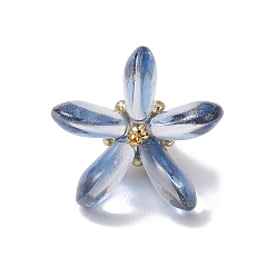 Темно-Голубой Окрашенные стеклянные подвески, цветок, с латунной петлей и железной фурнитурой, глубокое синее небо, 20.5x25.5x20.5 мм, отверстие : 4x3 мм