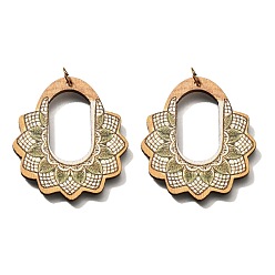 Цвет Древесины Подвески из тополя с принтом, , с целью перехода в кольце, деревесиные, 44.5x39.5x2.5 мм, отверстие : 5 мм