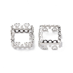Platinum Brass Sew on Prong Settings, Filigree Open Back Claw Settings for Pointed Back Rhinestone, Square, Platinum, Tray: 6.5x6.5mm, 8x8x4.5mm, Hole: 0.8mm