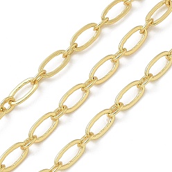 Настоящее золото 18K Латунные овальные звенья цепи с покрытием стойки, долговечный, без свинца и без кадмия, пайки, с катушкой, реальный 18 k позолоченный, 6x3x0.5 мм