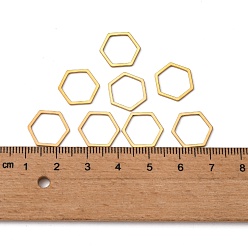 Golden 304 Stainless Steel Linking Ring, Hexagon, Golden, 13.5x12x0.8mm