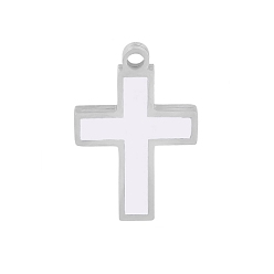 Нержавеющая Сталь Цвет 304 подвески из нержавеющей стали, крест очарование, цвет нержавеющей стали, 17x11x1.8 мм, отверстие : 1.5 мм