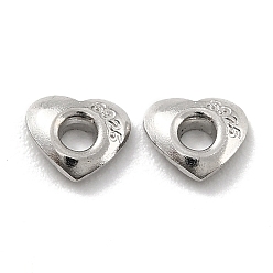 Platinum Rhodium Plated 925 Sterling Silver Grommet Eyelet Findings, for Bag Making, Heart, Platinum, 0.4x0.45x0.1cm, Hole: 1.2mm