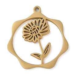 Golden 304 Stainless Steel Pendants, Flower, Golden, 23.5x21.5x1mm, Hole: 1.5mm