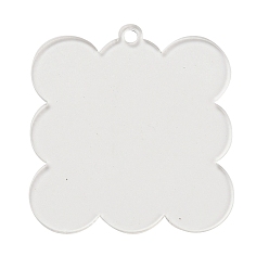 Квадрат Прозрачные акриловые заготовки подвески, квадратный, 49.5x46.5x1.5 мм, отверстие : 3 мм