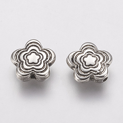 Antique Silver CCB Plastic Beads, Flower, Antique Silver, 9x9x2.5mm, Hole: 1mm
