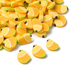 Банан Ручной полимерной глины кабошонов, тема фруктов, желтые, банан, 10~12x7~9x1.5~2.5 мм