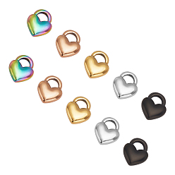 Mixed Color Unicraftale Vacuum Plating 304 Stainless Steel Charms, Heart Lock, Mixed Color, 10.5x9x2.5mm, Hole: 3x3.5mm, 5 colors, 4pcs/color, 20pcs/box