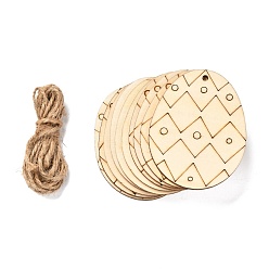 Rhombus Кулоны в форме пасхального яйца своими руками, с пеньковой веревки, ромб шаблон, 74~84x58~68x2~2.5, отверстие : 2.5~3 мм, 10 шт / пакет