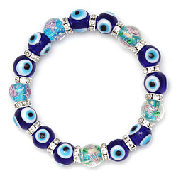 Бирюза Браслеты-растяжки в технике лэмпворк, злые глаза, бирюзовые, внутренний диаметр: 2-3/8 дюйм (6 см)