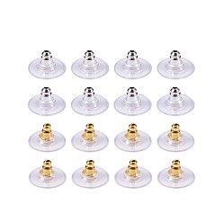 Платиновый & Золотой Латунные гайки, серьги-клатч пуля сзади с подушечкой, для висячих ушей, с пластиковым, платиной и золотом, 11x11x7 мм, отверстие : 1 мм