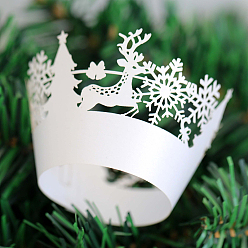 Белый Обертки для кексов, держатели бумажных вкладышей для лазерной резки, для рождественской вечеринки, свадьбы, дня рождения, украшения, белые, 80x50 мм