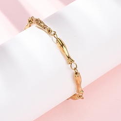 Золотой 304 женские браслеты-цепочки со звеньями из нержавеющей стали, рыба, золотые, 6-3/4 дюйм (17.3 см)