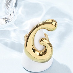 Letter G 304 из нержавеющей стали манжеты кольца, ионное покрытие (ip), реальный 18 k позолоченный, Буква G, внутренний диаметр: 18 мм, Поверхность: 43x27 мм