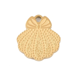 Золотой Ионное покрытие (ip) 304 брелоки из нержавеющей стали, ракушка с подвеской в виде бантика, золотые, 14x13x1.5 мм, отверстие : 1.5 мм