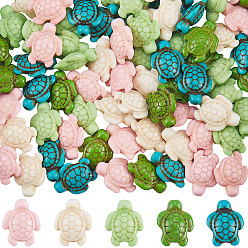 (52) Непрозрачная лаванда 100 шт. 5 стили окрашенные синтетические бирюзовые бусины, черепаха, разноцветные, 17~18x14x6~8 мм, отверстие : 1~1.5 мм, 20 шт / стиль