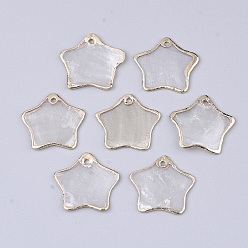 Light Gold Гальванические подвески capiz shell, звезда, золотой свет, 19~20x20x1 мм, отверстие : 1.2 мм
