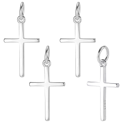 Серебро 4шт. покрытие стойки 925 подвески из стерлингового серебра, с прыгающими кольцами и 925 штампом, крест прелести, 1 с тканью для полировки ПК, серебряные, 16x9.5x1.2 мм, отверстие : 5 мм