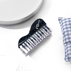 Черный Заколки для волос с когтями из ацетата целлюлозы (смола), пианино, аксессуары для волос для женщин и девочек, чёрные, 98x52x50 мм