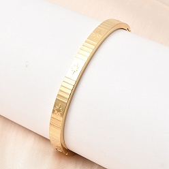 Настоящее золото 18K 304 женские шарнирные браслеты из нержавеющей стали, звезда, ионное покрытие (ip), долговечный, реальный 18 k позолоченный, внутренний диаметр: 2.34x1.97 дюйм (5.95x5 см)