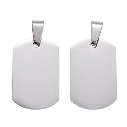 Stainless Steel Color 304 Stainless Steel Big Pendants, Manual Polishing, Blank Stamping Tags, Rectangle, Stainless Steel Color, 28x18x1.8mm
