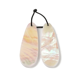 Teardrop 2Pcs Natural White Shell Pendants, Geometric Charms, Teardrop, 42x15x3mm, Hole: 1mm