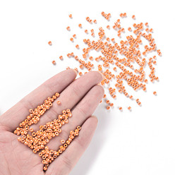 Dark Orange Glass Seed Beads, Opaque Colors Lustered, Round, Dark Orange, 3mm, Hole: 1mm, about 10000pcs/pound