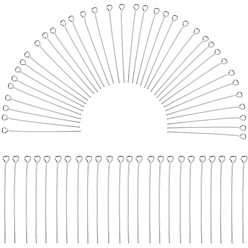 Серебро 600 шт. Латунный штифт с ушком, без кадмия и без свинца, серебряные, 21 датчик, 40x0.7 мм, отверстие : 2 мм
